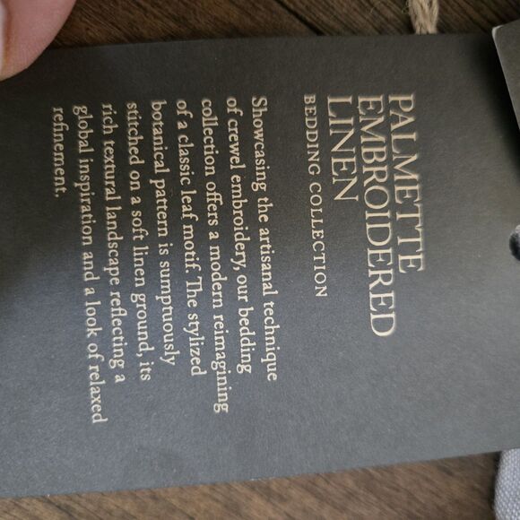 Restoration Hardware Embroidered Palmette Linen KING LOUNGER Sham Grey NEW - Picture 10 of 11